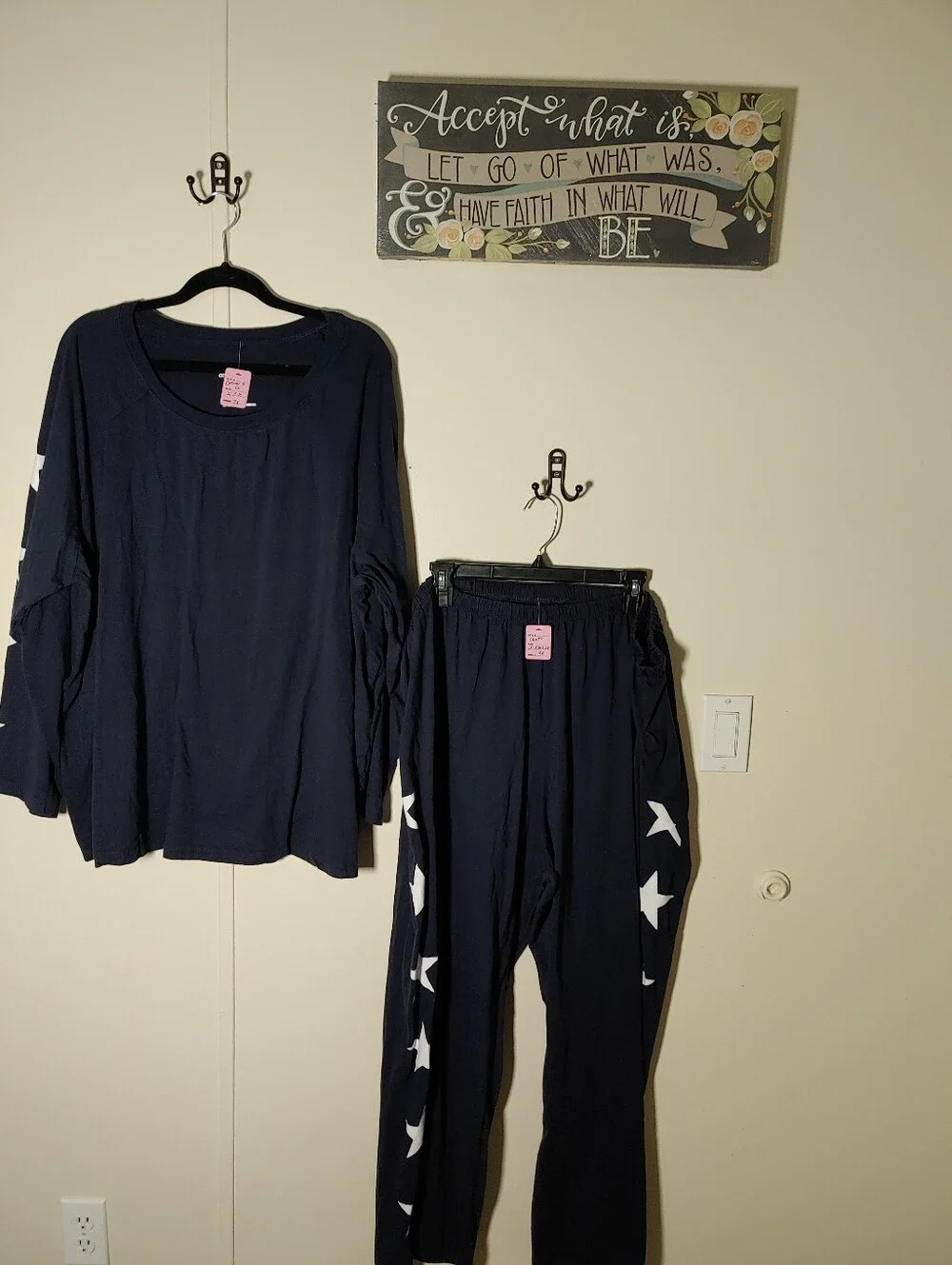 Dreams & Co. 3X Adorable Blue W/white Stars Long Sleeve Pajama Set